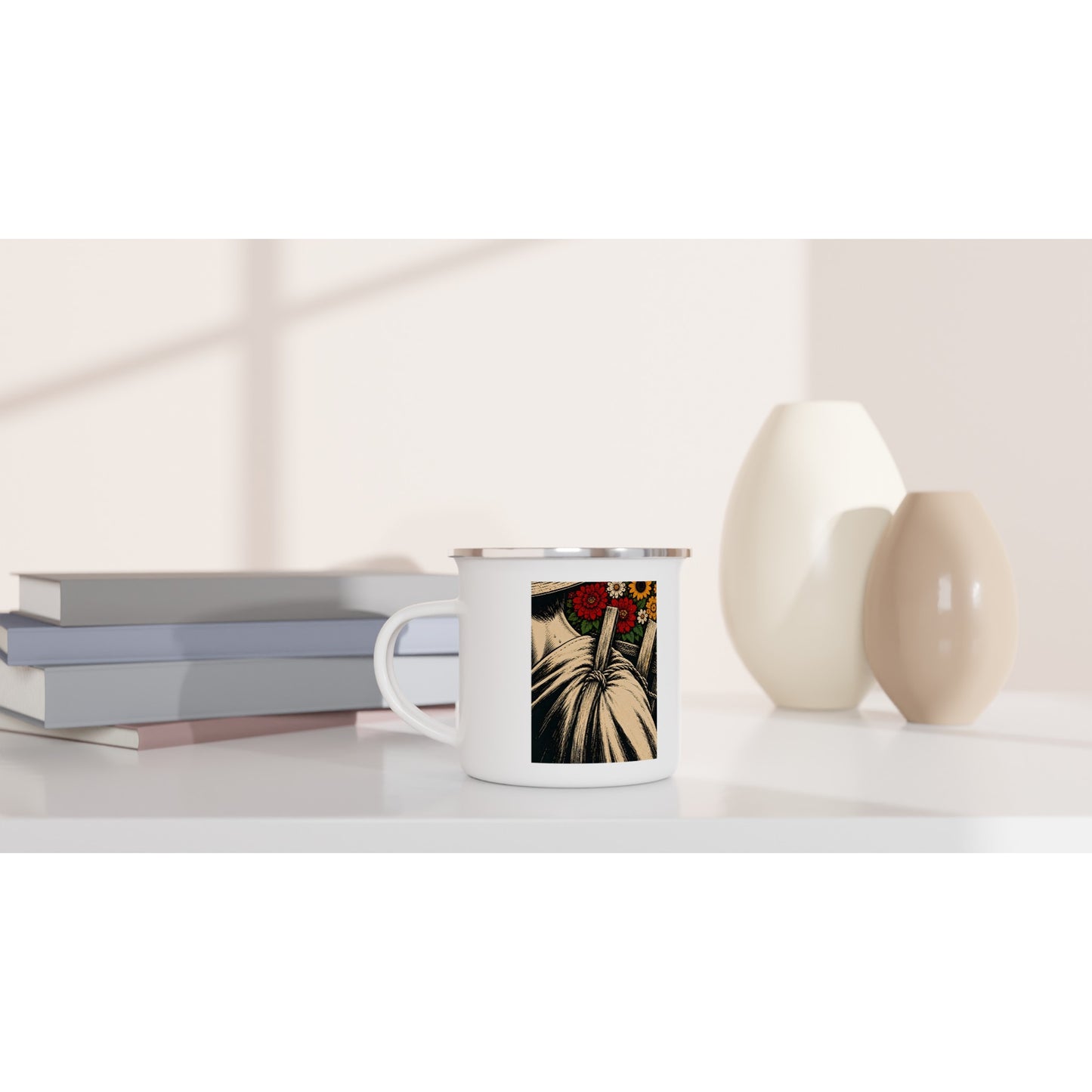 Taza de peltre EL SILLETERO — Feria de las Flores, arte de la diáspora PaisaRican