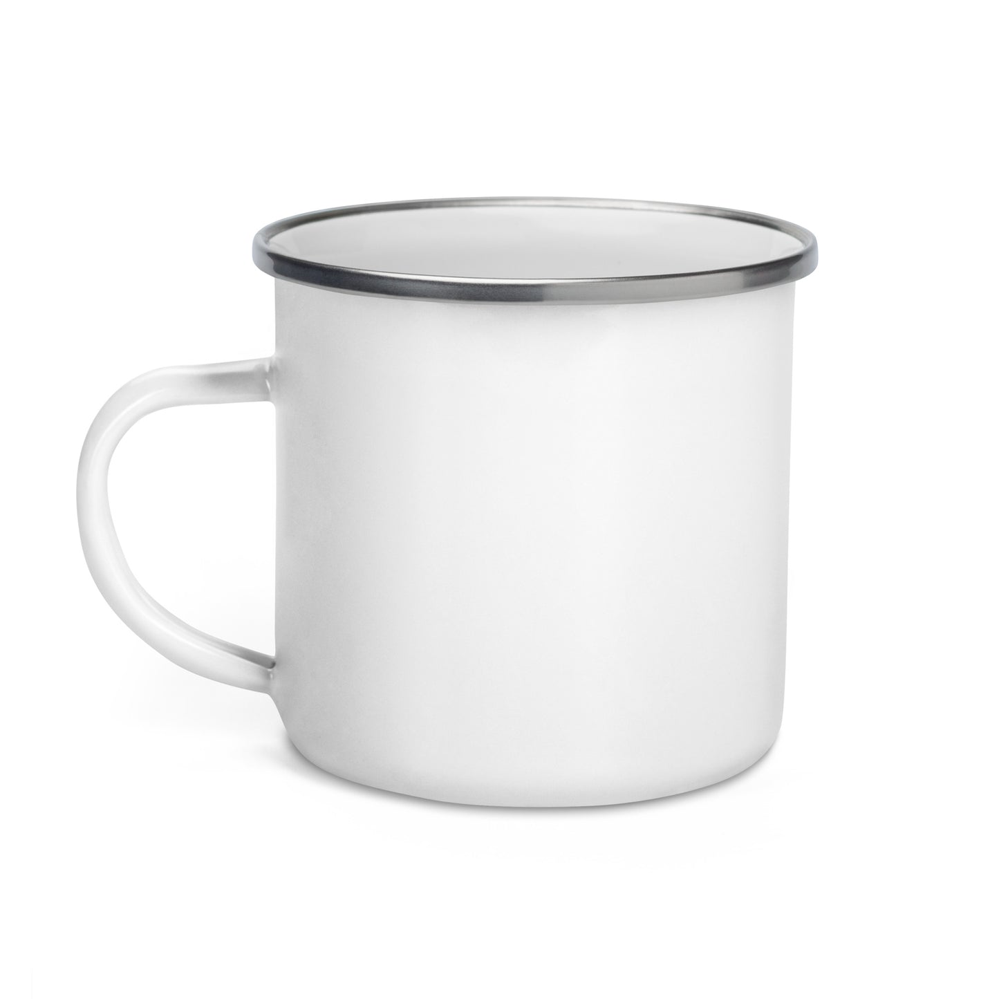 PUÑETA QUÉ RICO EL CAFÉ enamel mug vista lateral izquierda — diseño cartel cultural boricua PaisaRican