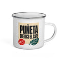 PUÑETA QUÉ RICO EL CAFÉ — Enamel Mug 12oz · Boricua