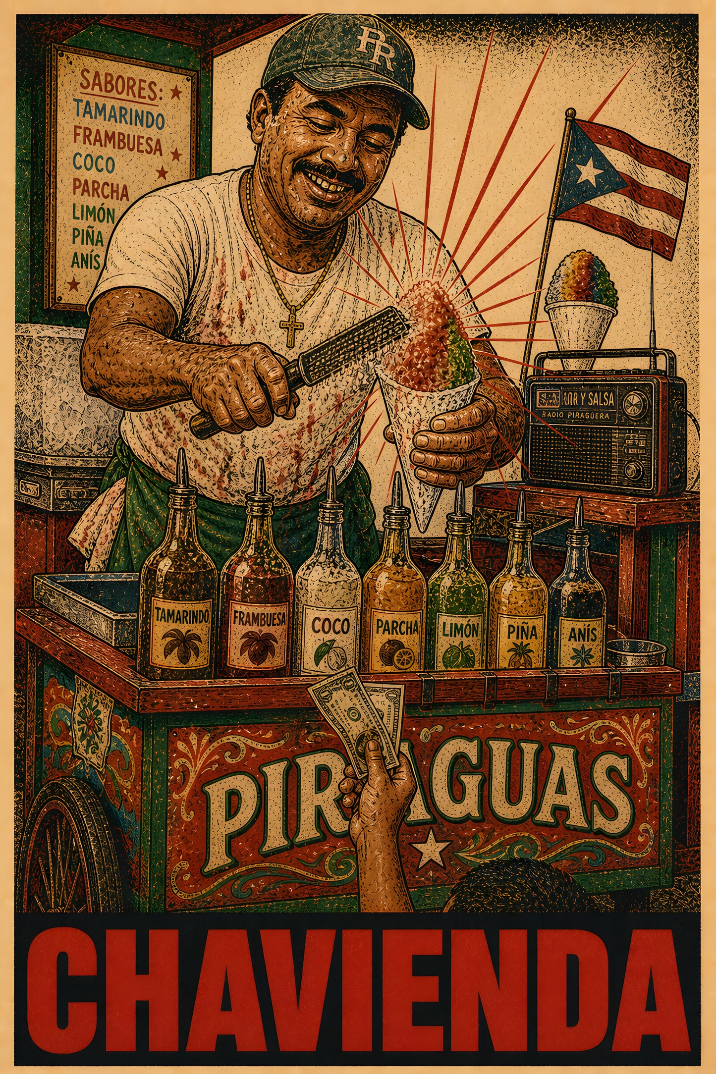 wall art chavienda piraguas — diseño exclusivo PaisaRican cartel revolucionario latino HD