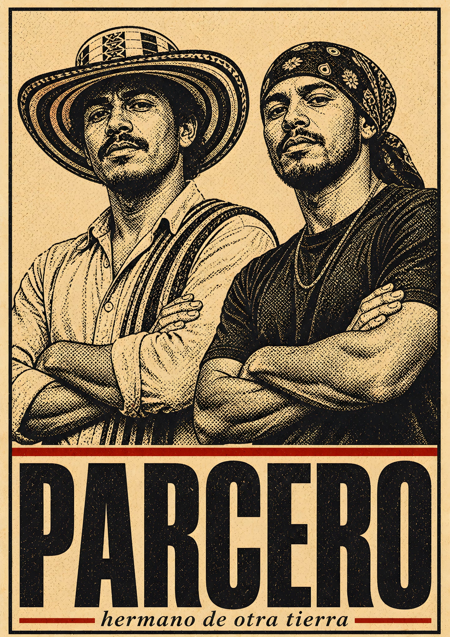 wall art parcero dos hombres — diseño exclusivo PaisaRican cartel revolucionario latino HD