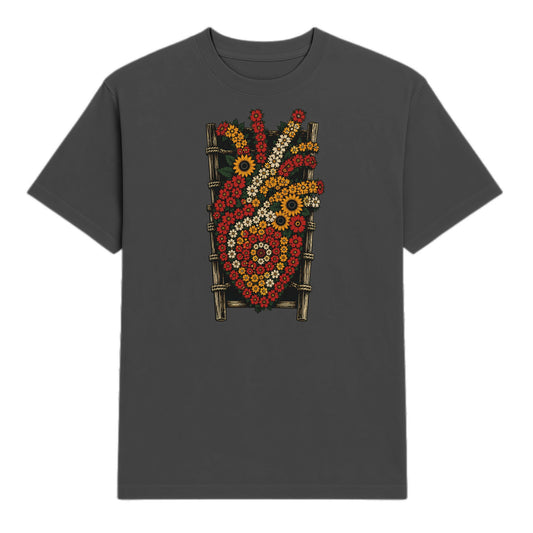 Tee garment-dyed negra con la silleta de flores de la Feria — LA SILLETA PaisaRican paisa