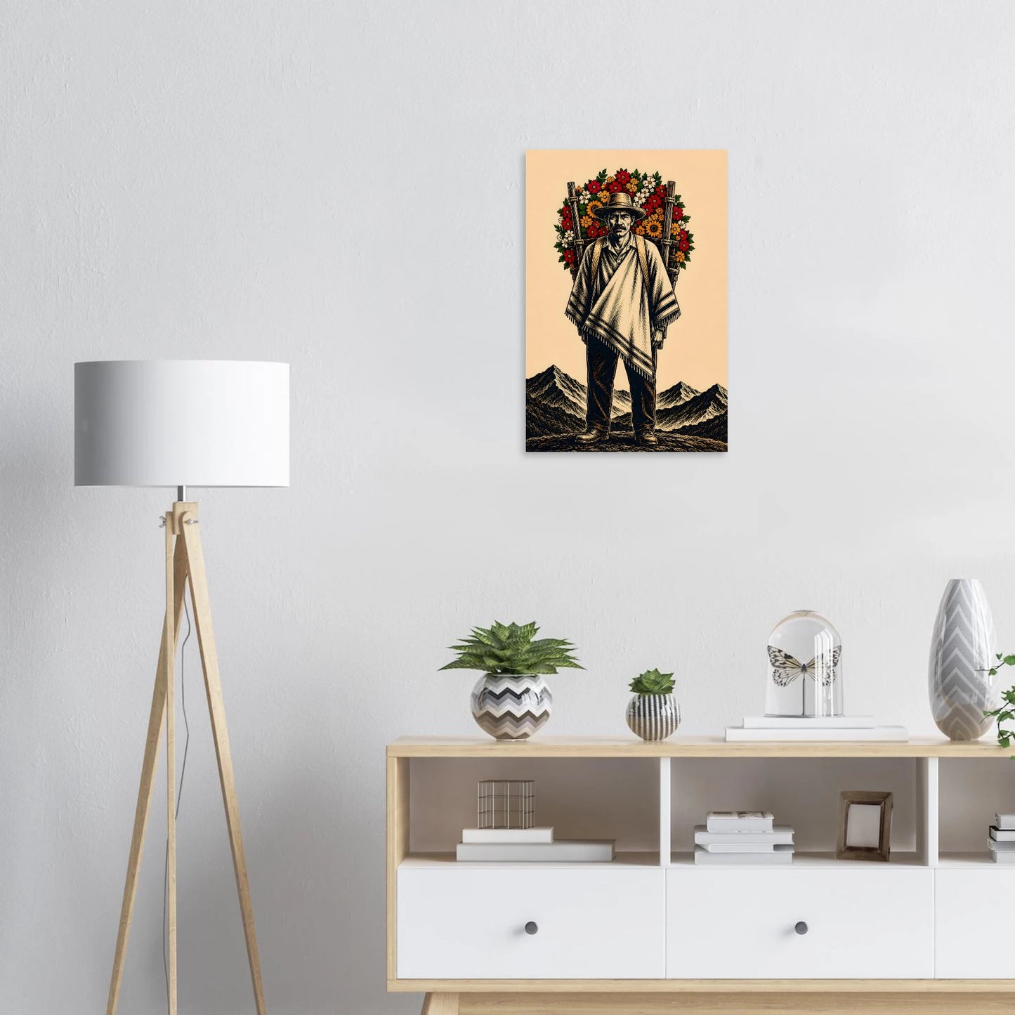 Detalle cartel silletero digno con flores — Diccionario PaisaRican