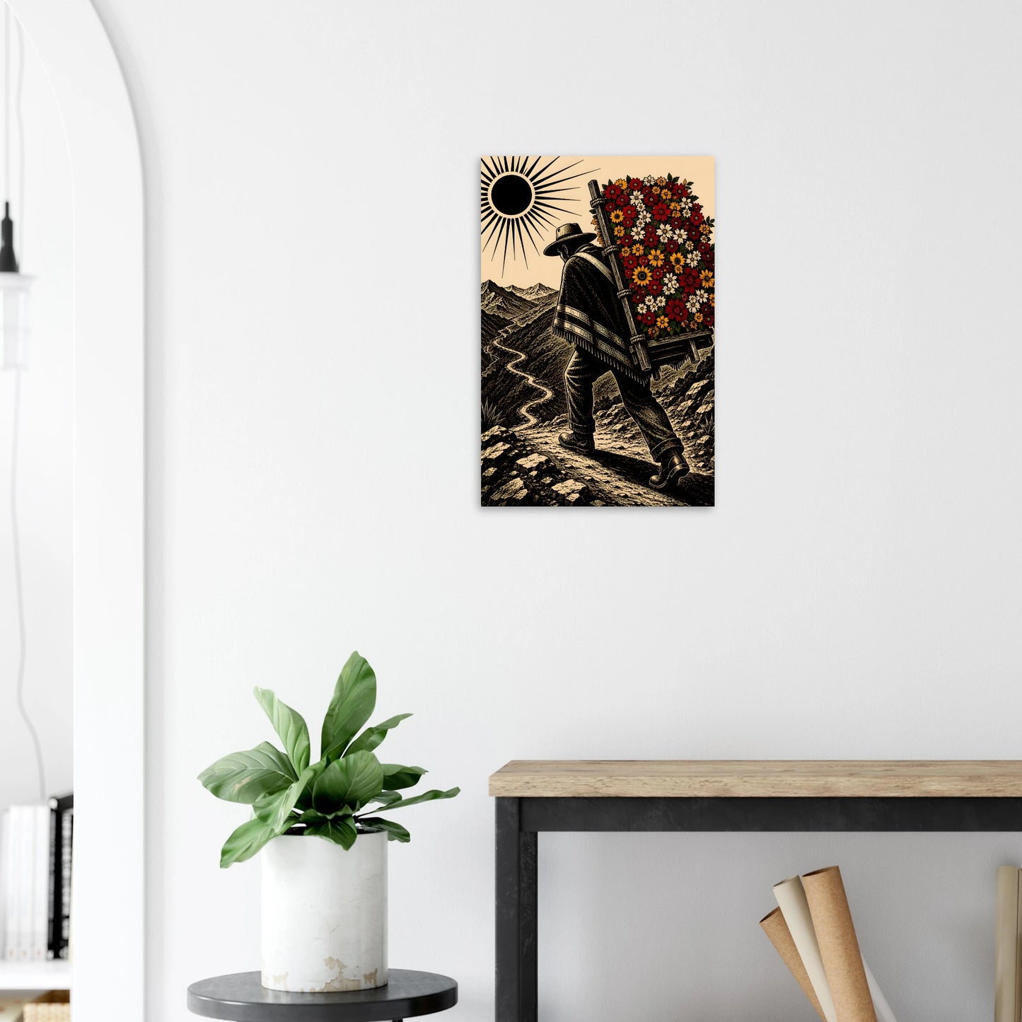 Póster silletero Feria de las Flores en pared — wall art diáspora paisa PaisaRican