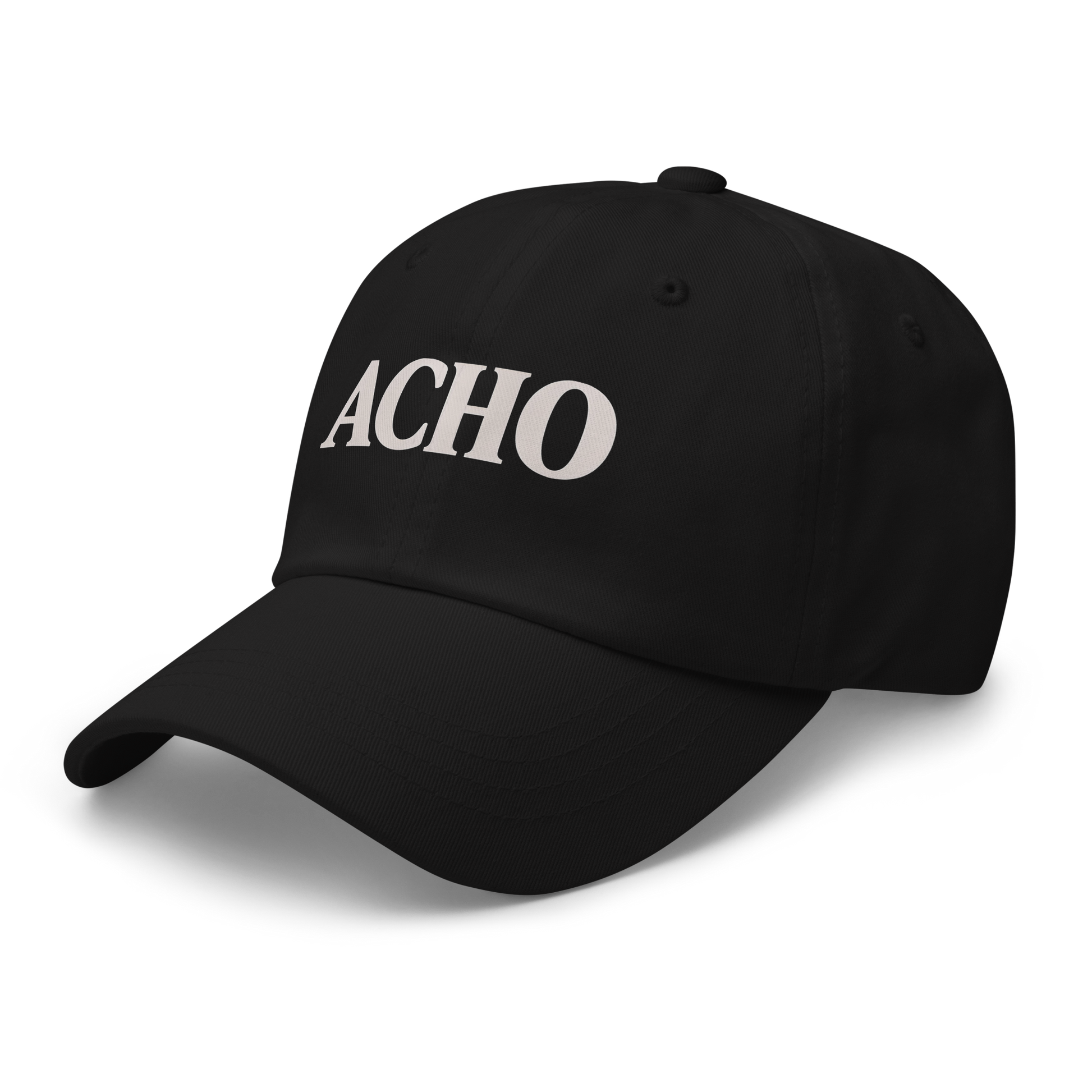 Dad hat negro ACHO — jerga boricua bordada, gorra streetwear cultural Puerto Rico PaisaRican