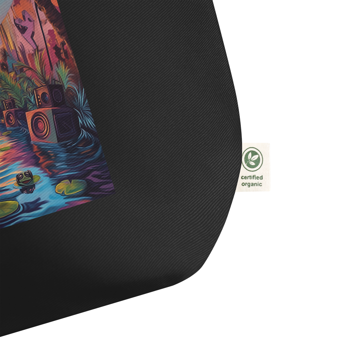 Tote bag GRANDE NEGRA orgánica con arte "Speaker Wall Tropical Soundsystem" — bolsa cultural PaisaRican