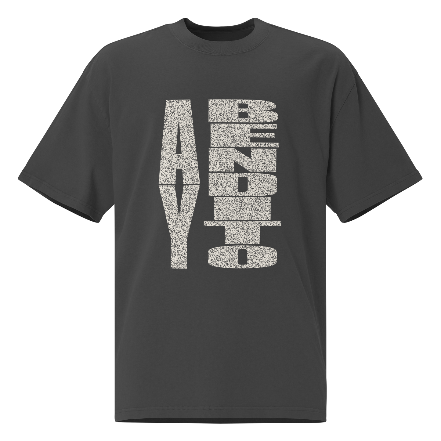 Camiseta oversized faded NEGRA con texto "AY BENDITO" — streetwear cultural boricua PaisaRican
