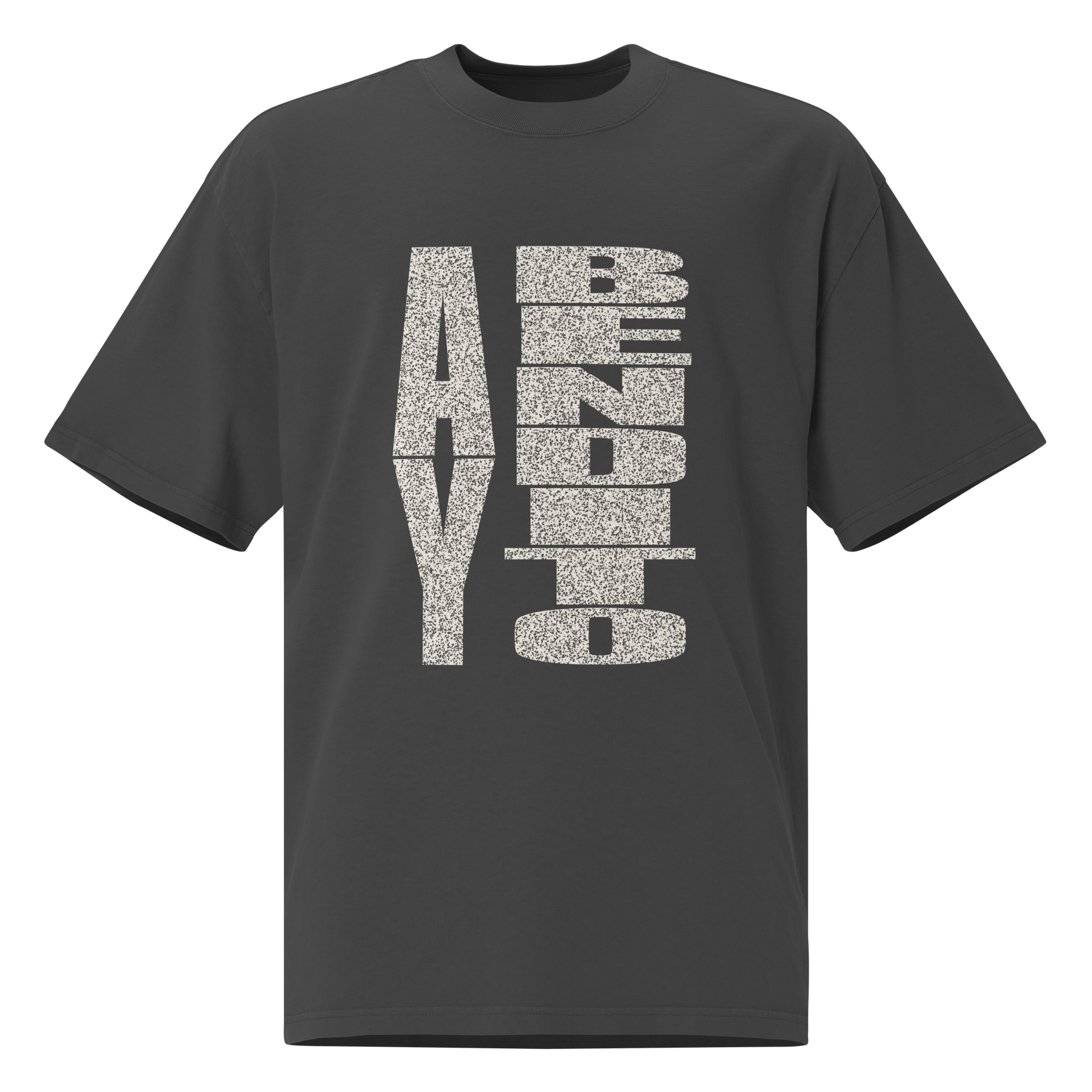 Camiseta oversized faded NEGRA con texto "AY BENDITO" — streetwear cultural boricua PaisaRican