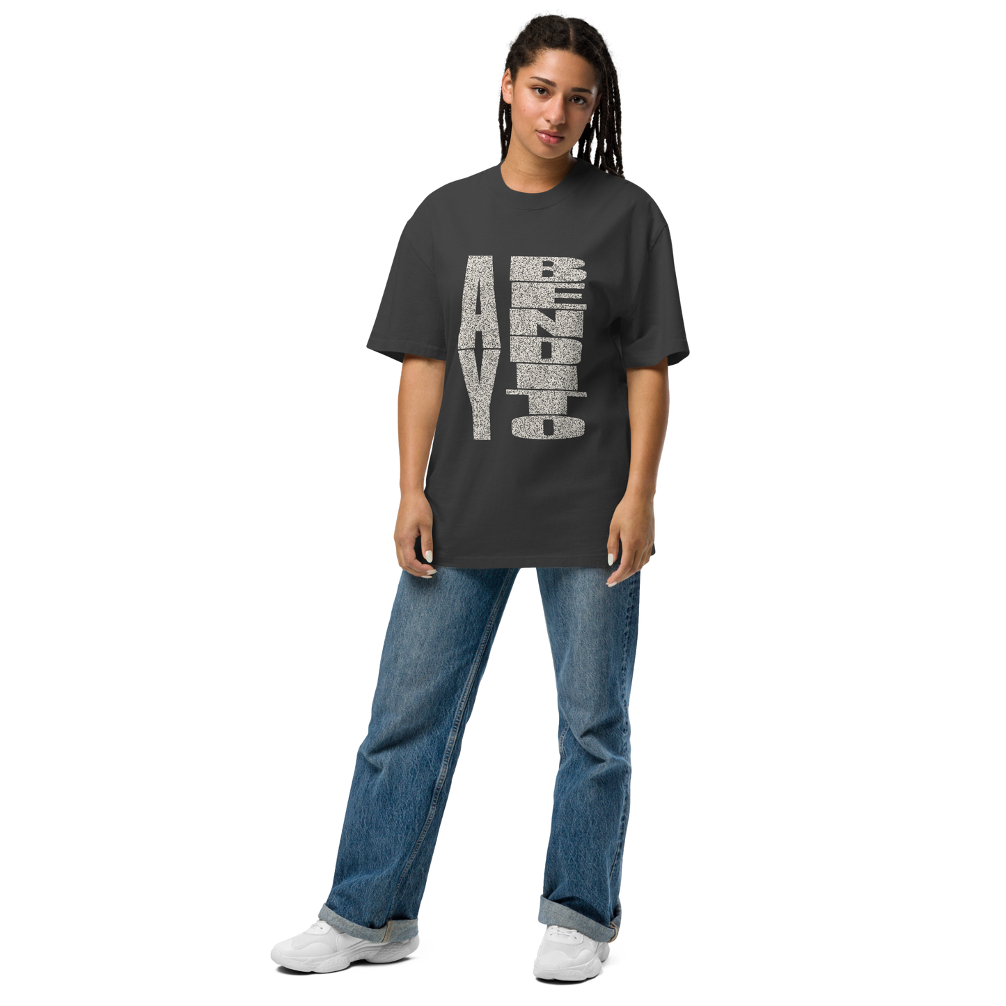 Camiseta oversized faded NEGRA con texto "AY BENDITO" — streetwear cultural boricua PaisaRican