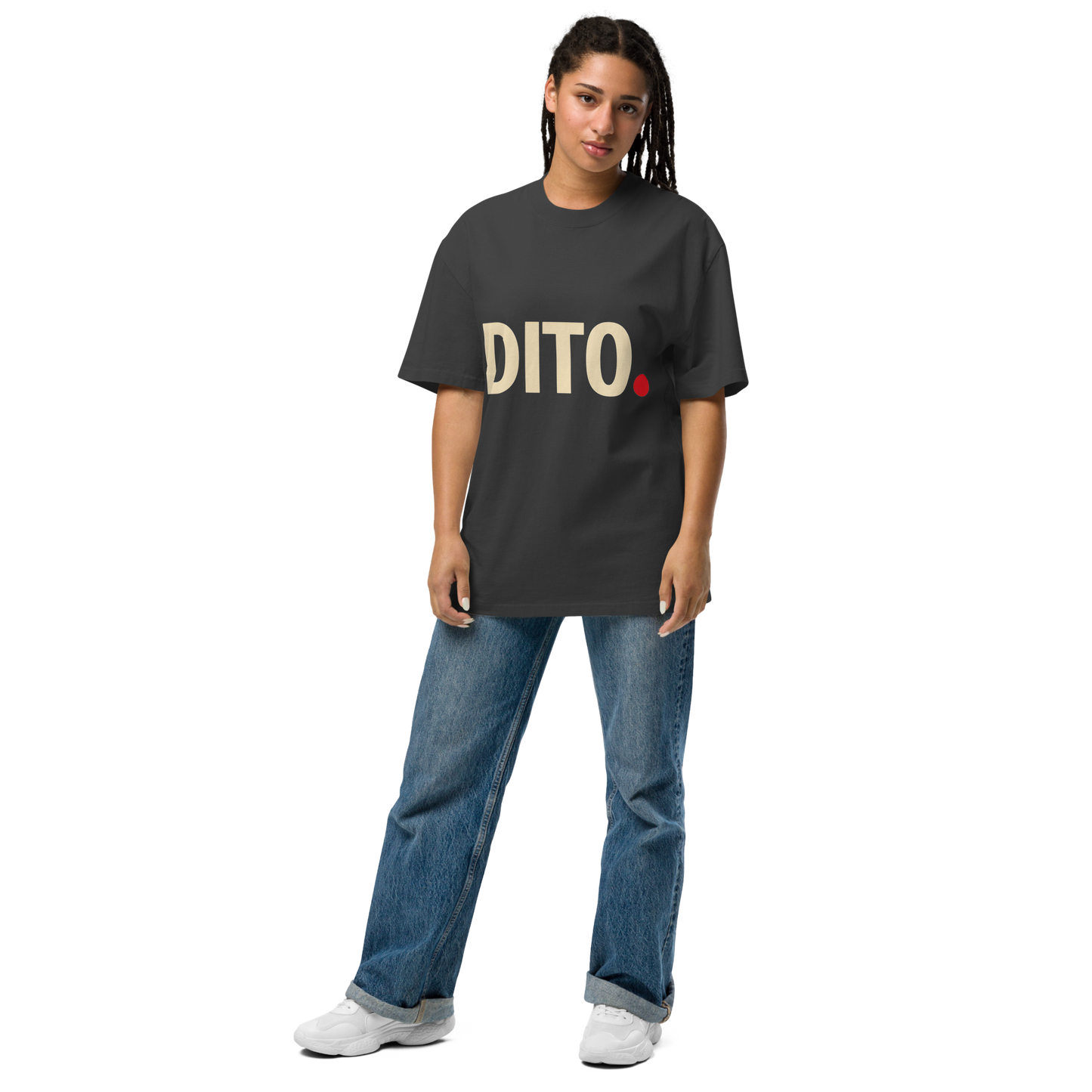 Camiseta oversized faded negra con texto "DITO" — streetwear cultural boricua PaisaRican