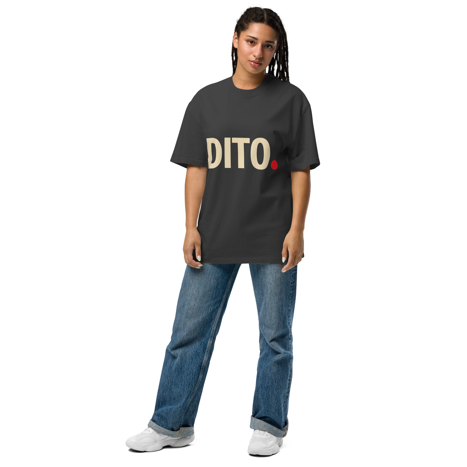 Camiseta oversized faded negra con texto "DITO" — streetwear cultural boricua PaisaRican