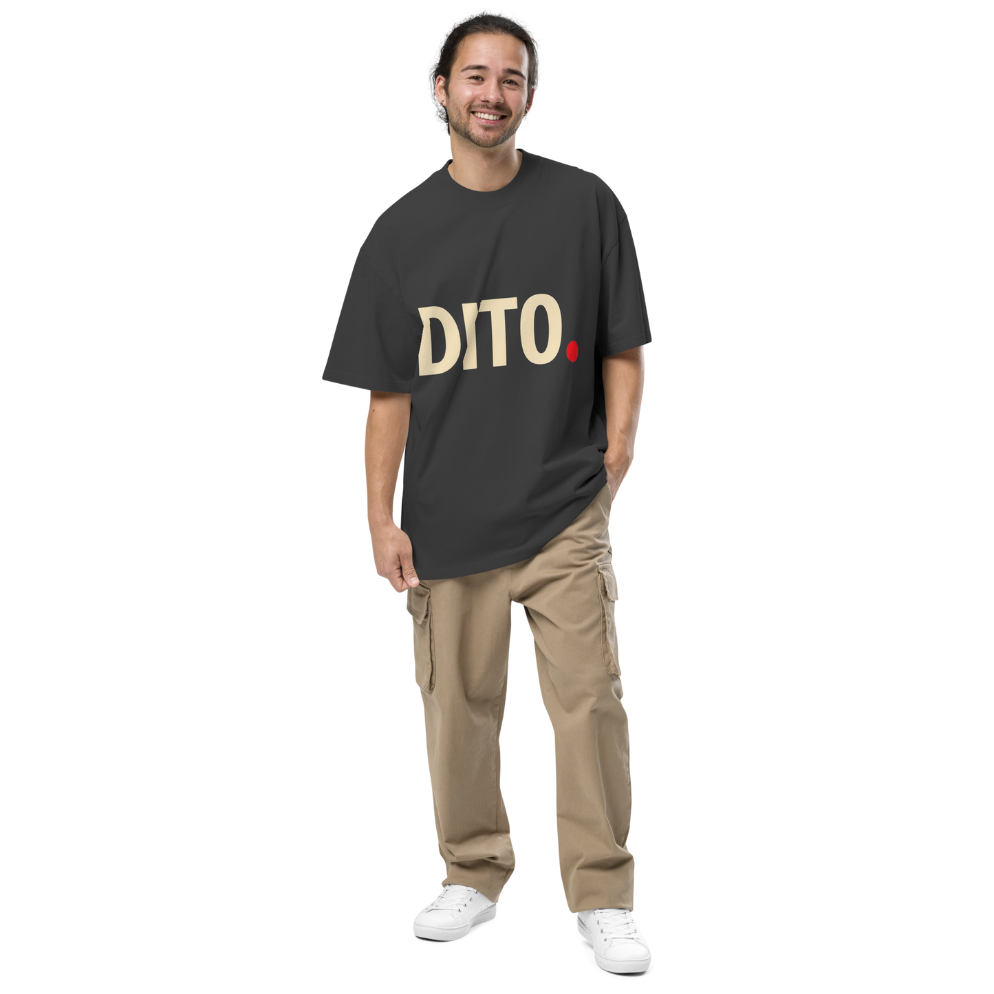 Camiseta oversized faded negra con texto "DITO" — streetwear cultural boricua PaisaRican