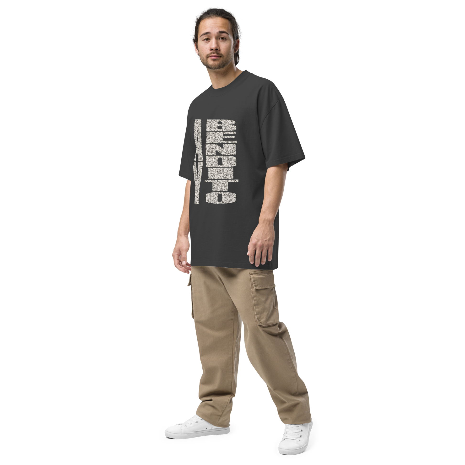 Camiseta oversized faded NEGRA con texto "AY BENDITO" — streetwear cultural boricua PaisaRican