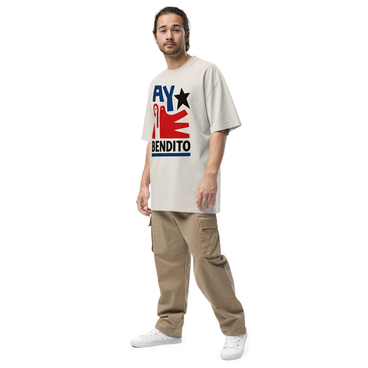  Camiseta oversized faded BONE/CREMA con texto "AY BENDITO" — streetwear cultural boricua PaisaRican
