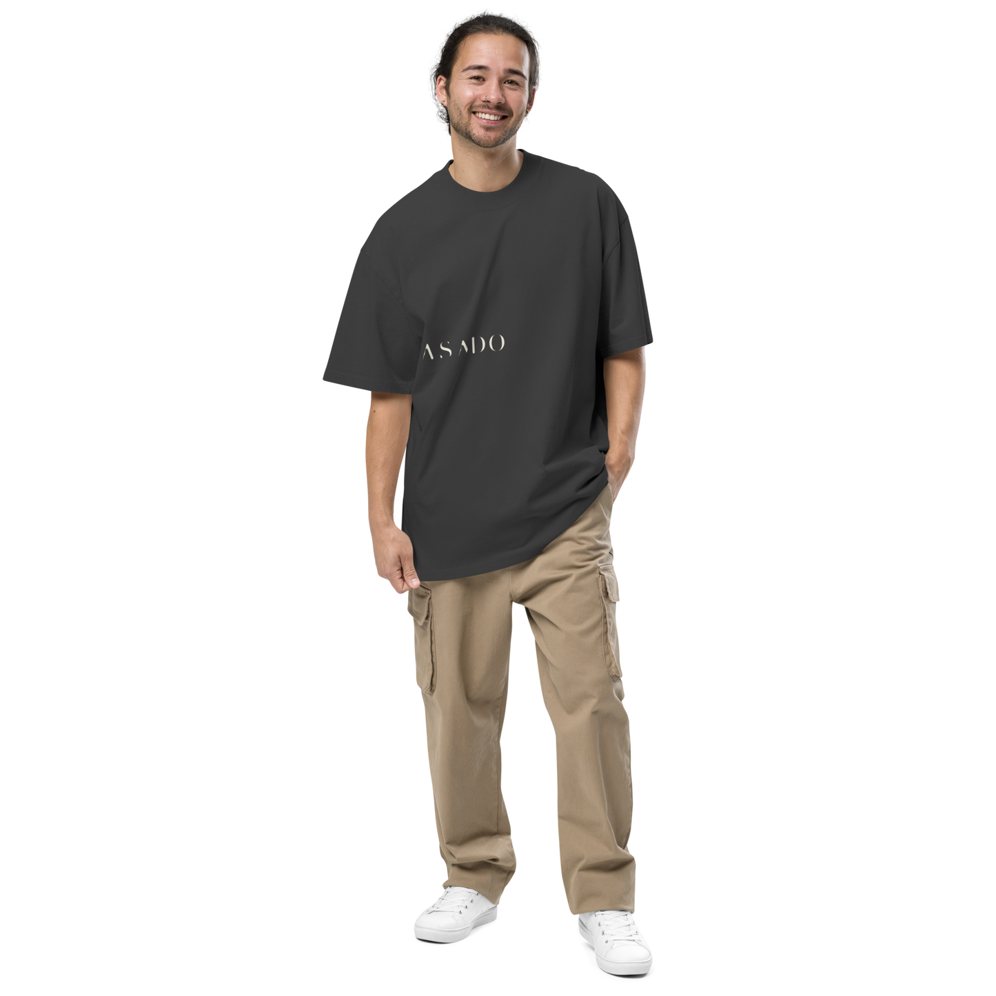 Camiseta oversized faded negra con texto "ASADO" — streetwear cultural paisa-boricua PaisaRican