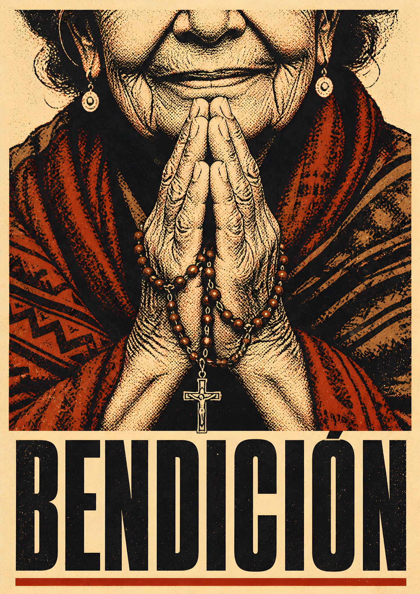 wall art bendicion anciana rezando — diseño exclusivo PaisaRican cartel revolucionario latino HD