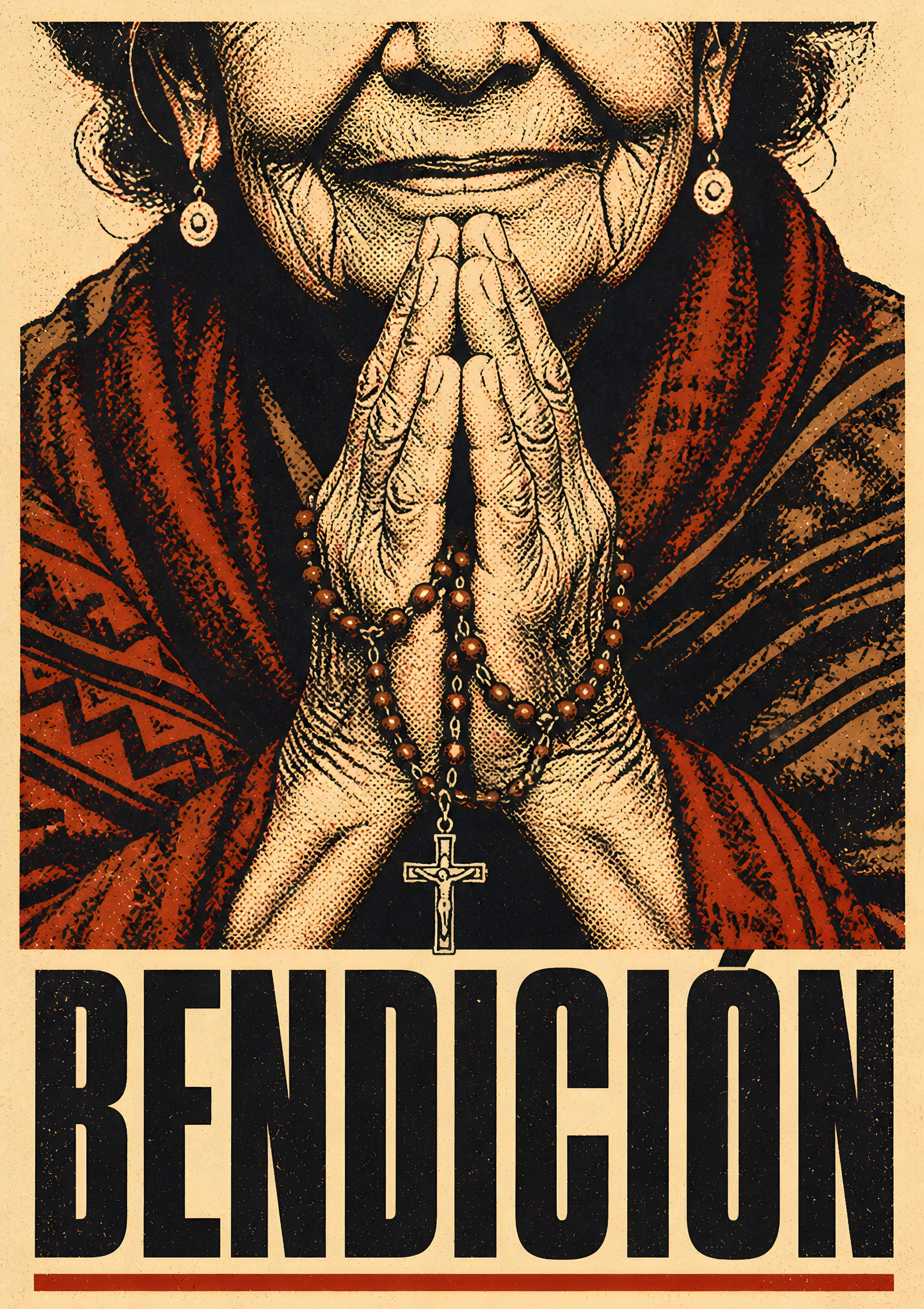 wall art bendicion anciana rezando — diseño exclusivo PaisaRican cartel revolucionario latino HD
