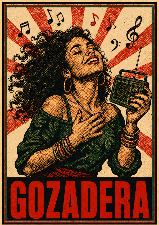 wall art gozadera mujer maracas — diseño exclusivo PaisaRican cartel revolucionario latino HD