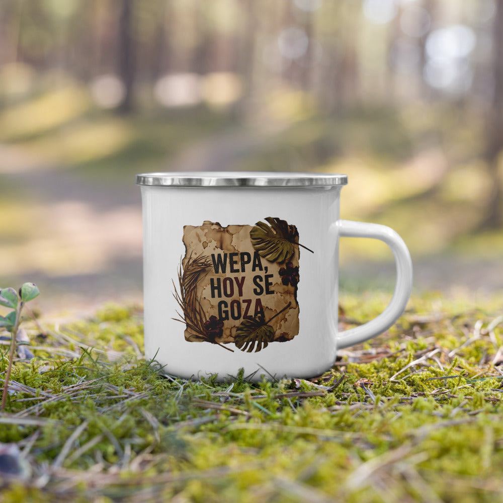 Taza WEPA HOY SE GOZA en bosque verde verano — outdoor lifestyle PaisaRican mug boricua